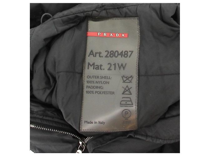 Parka negra Prada Linea Rossa con cinturón de nylon Negro - vista 7