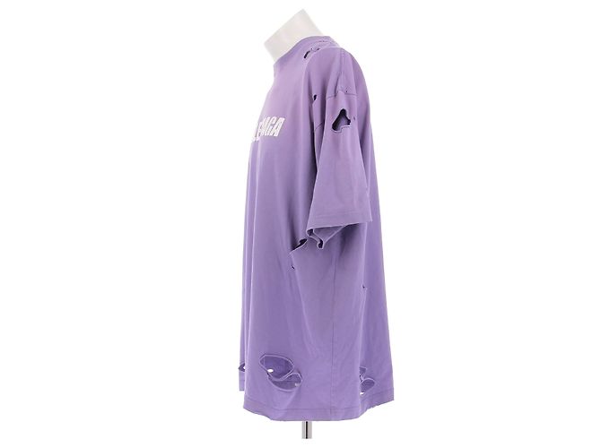 Camiseta Balenciaga con Logo Morada de Algodón Púrpura - vista 4