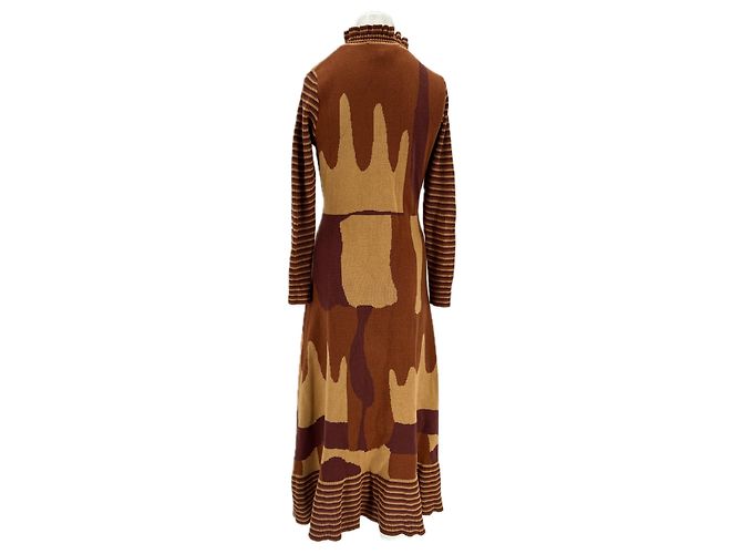Autre Marque Vestido largo HELMSTEDT marrón con estampado de algodón Castaño - vista 2
