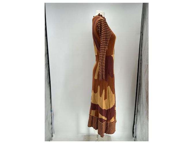 Autre Marque Vestido largo HELMSTEDT marrón con estampado de algodón Castaño - vista 3