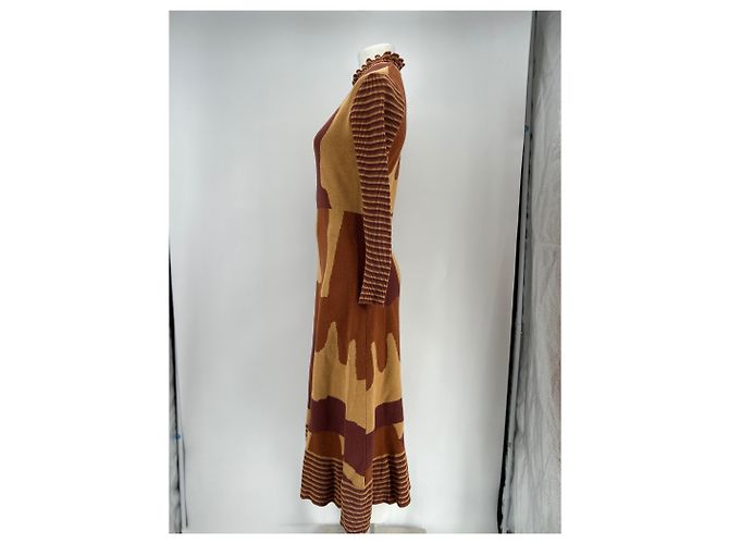 Autre Marque Vestido largo HELMSTEDT marrón con estampado de algodón Castaño - vista 4