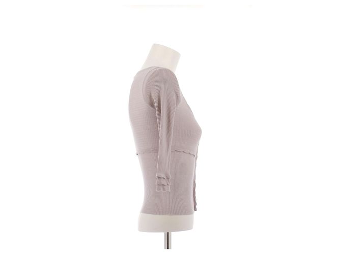 Louis Vuitton Top gris perla de cachemira y seda - vista 3