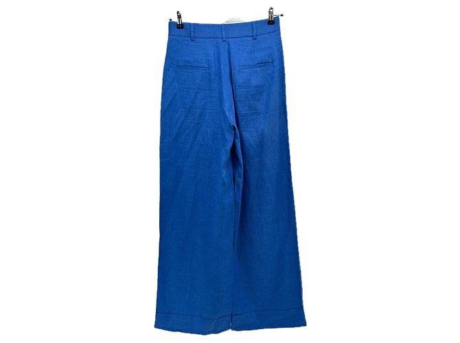 Autre Marque Pantalones PIU de lino azul - vista 2