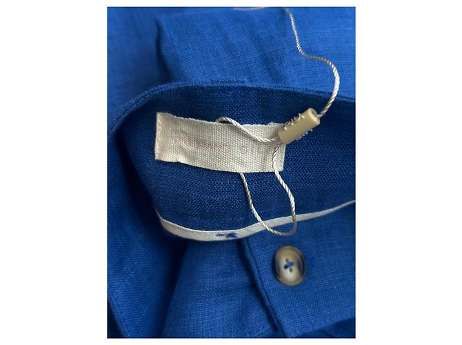 Autre Marque Pantalones PIU de lino azul - vista 4