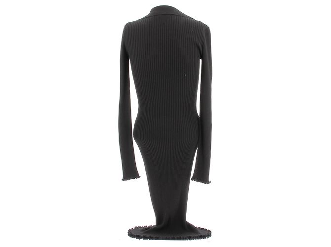 Vestido largo negro de algodón Bottega Veneta - vista 2