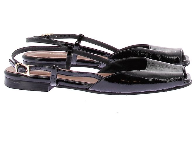 Jonak Bailarinas negras de charol plisado con punta abierta 37 Negro - vista 2
