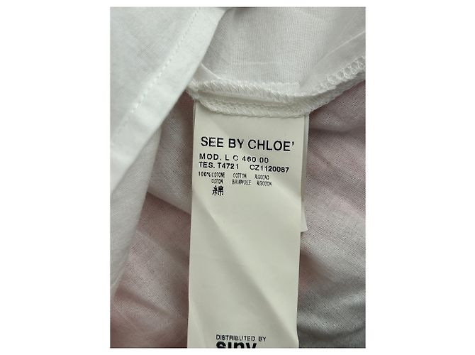 Blusa See by Chloé Rosa e Bianca in Cotone Rosso - vista 6