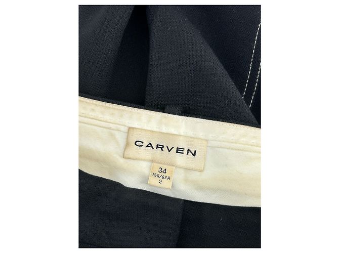 Carven Wollhose schwarz mit Abnähern - Ansicht 3