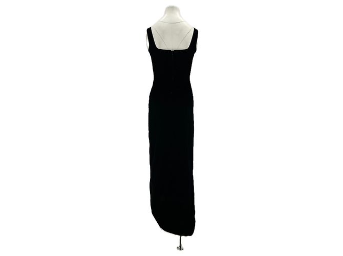 Autre Marque NDS Asymmetrisches schwarzes Samtkleid mit Trägern - Ansicht 2