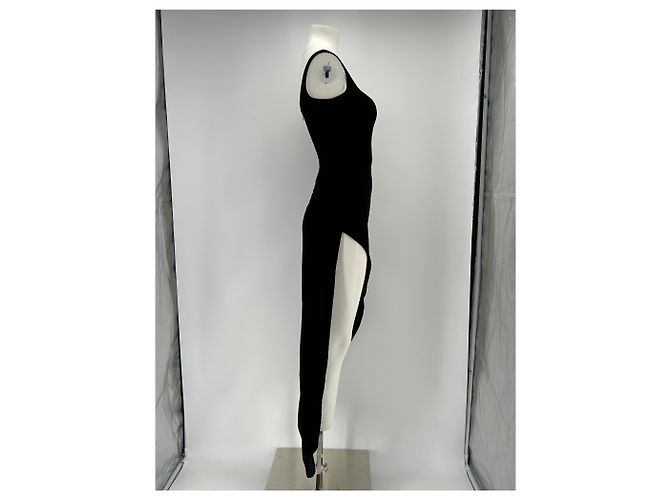 Autre Marque NDS Asymmetrisches schwarzes Samtkleid mit Trägern - Ansicht 3