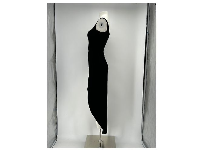 Autre Marque NDS Asymmetrisches schwarzes Samtkleid mit Trägern - Ansicht 4