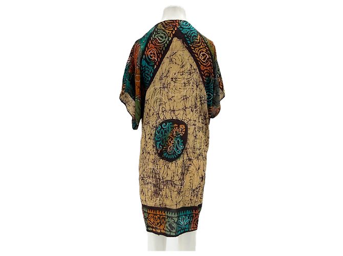 Autre Marque Buntes Seidenkimono Kleid Mehrfarben - Ansicht 2