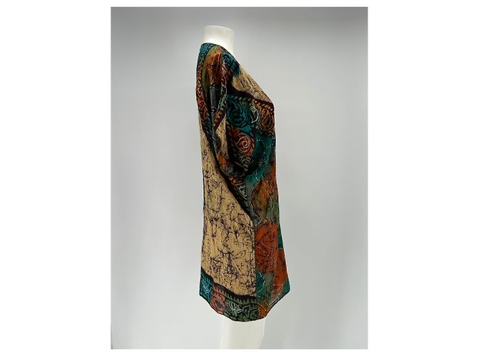Autre Marque Buntes Seidenkimono Kleid Mehrfarben - Ansicht 3
