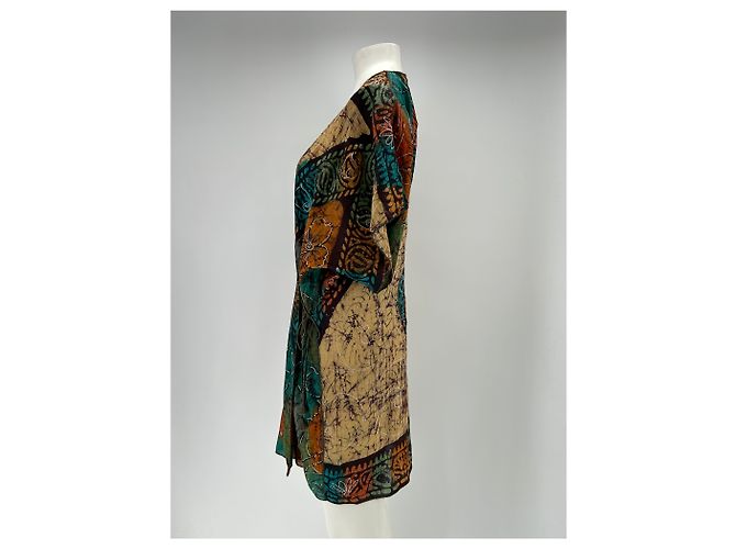 Autre Marque Buntes Seidenkimono Kleid Mehrfarben - Ansicht 4