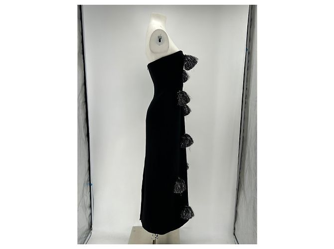 Lela Rose Wollkleid mit Quasten Schwarz - Ansicht 3