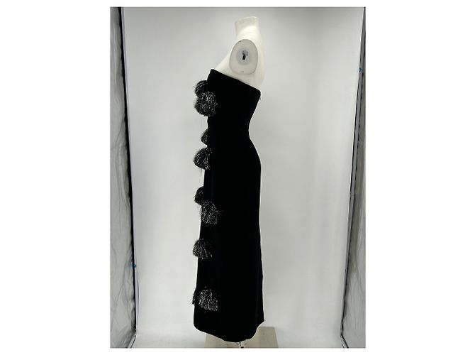 Lela Rose Wollkleid mit Quasten Schwarz - Ansicht 4