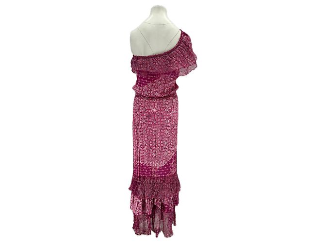 Autre Marque Vestido largo asimétrico de seda rosa POUPETTE ST BARTH - vista 2