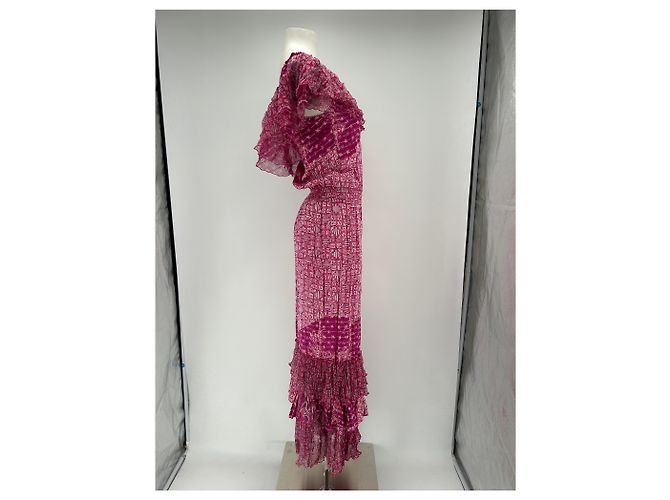 Autre Marque Vestido largo asimétrico de seda rosa POUPETTE ST BARTH - vista 3