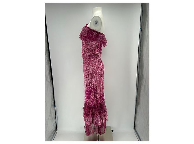 Autre Marque Vestido largo asimétrico de seda rosa POUPETTE ST BARTH - vista 4