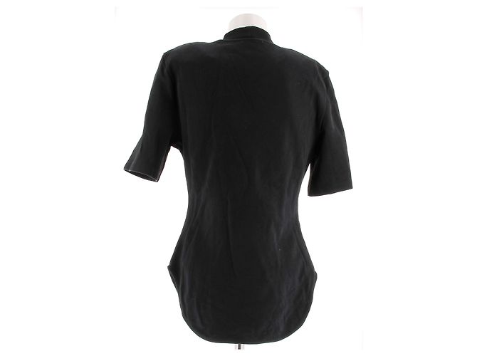 Camiseta negra de algodón con hombreras Attico Negro - vista 2