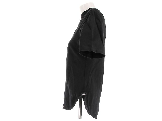 Camiseta negra de algodón con hombreras Attico Negro - vista 4