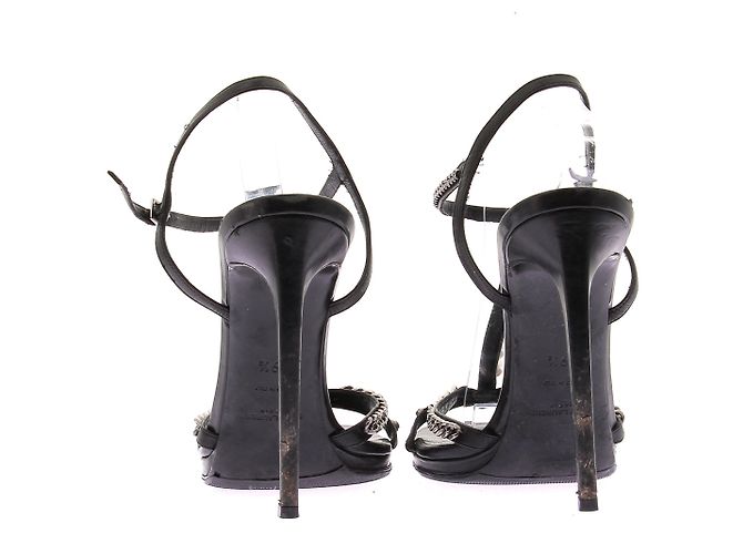Décolleté Saint Laurent in pelle nera con perle e borchie Nero - vista 5