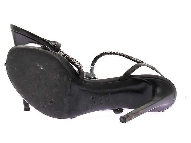 Décolleté Saint Laurent in pelle nera con perle e borchie Nero - vista 7
