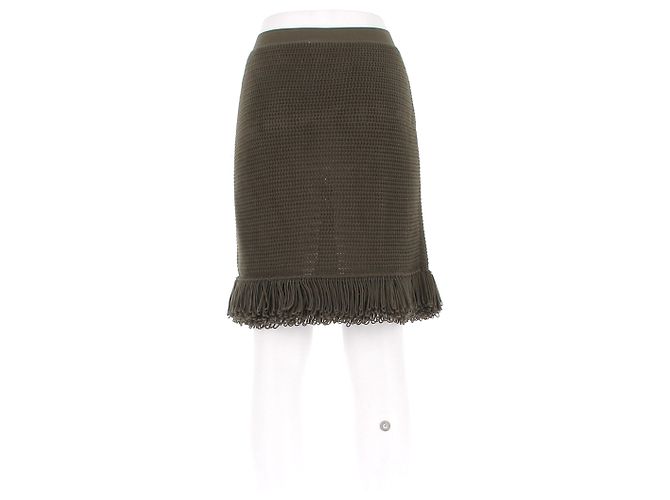 Falda de punto Bottega Veneta caqui de algodón - vista 2