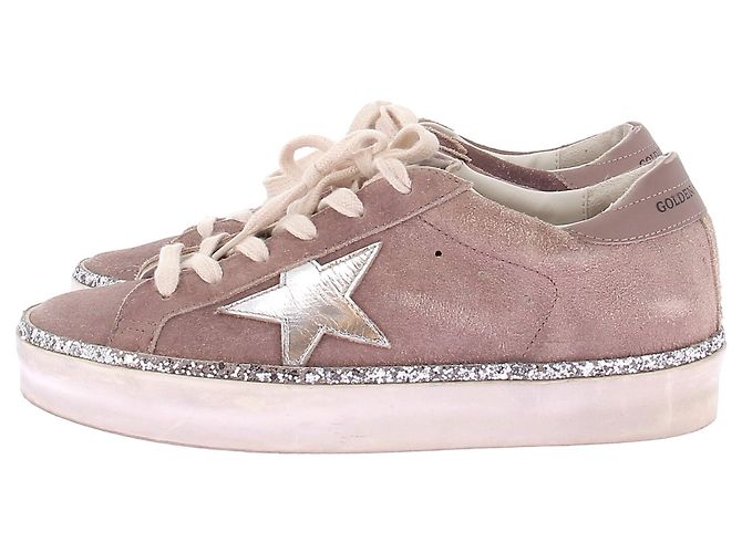 Sneakers Golden Goose in camoscio viola con stelle Porpora - vista 3