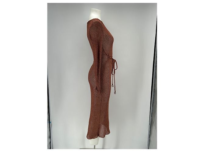 Zimmermann Strickkleid in Bronze Midi mit Langarm und Gürtel Braun - Ansicht 3