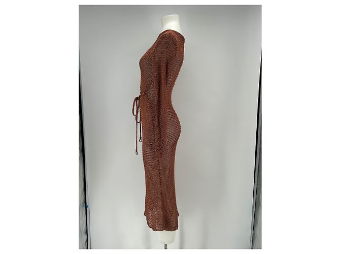 Zimmermann Strickkleid in Bronze Midi mit Langarm und Gürtel Braun - Ansicht 4