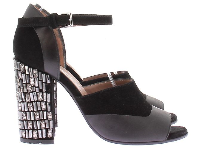 Sandali Marni in suede nero con perline - vista 2