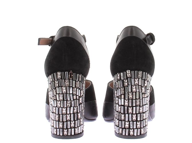 Sandali Marni in suede nero con perline - vista 5