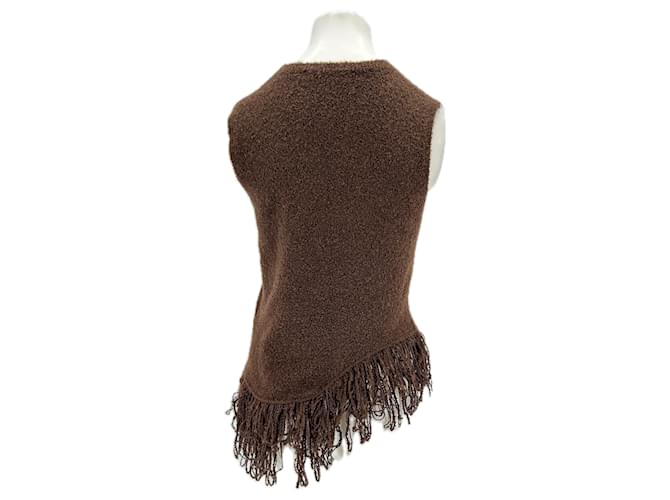 Autre Marque SIMONA CORSELLINI Ärmelloser Pullover mit Fransen Braun - Ansicht 2