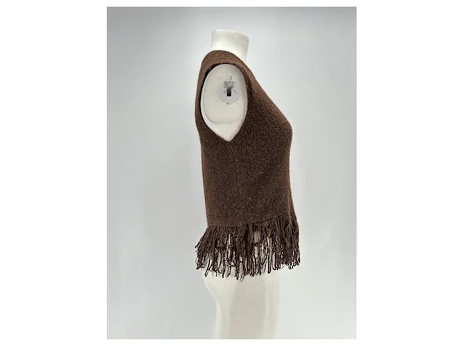 Autre Marque SIMONA CORSELLINI Ärmelloser Pullover mit Fransen Braun - Ansicht 3