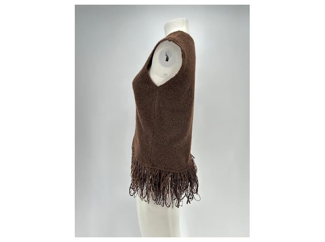 Autre Marque SIMONA CORSELLINI Ärmelloser Pullover mit Fransen Braun - Ansicht 4