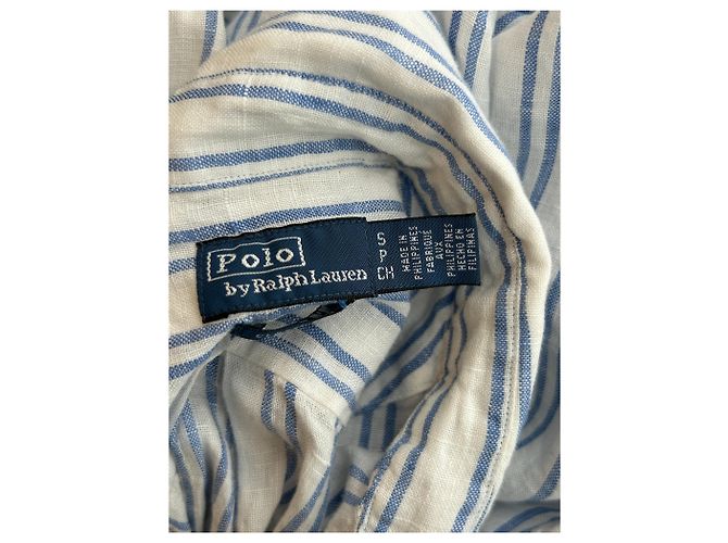 Camicia in lino a righe blu e bianche Polo Ralph Lauren - vista 5