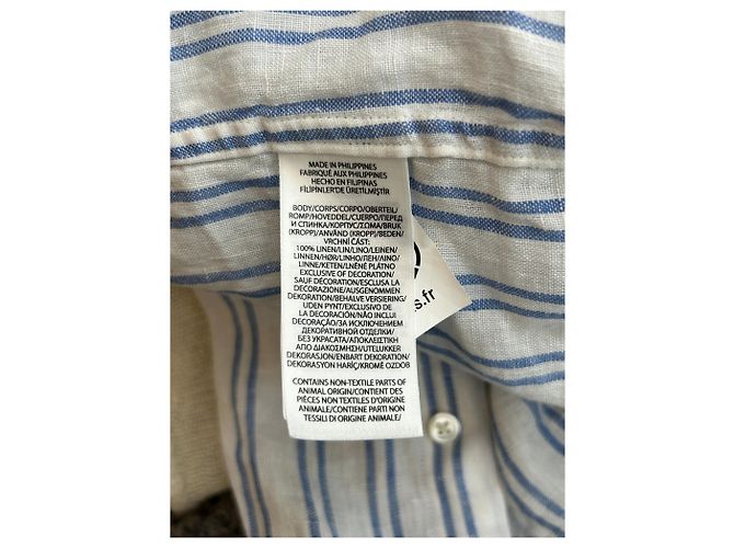Camicia in lino a righe blu e bianche Polo Ralph Lauren - vista 6