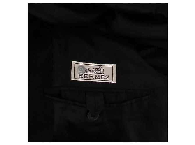 Hermès Kaschmirmantel Schwarz Größe 48 - Ansicht 5