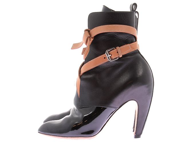 Louis Vuitton Botines de tacón de cuero brillante Negro - vista 3