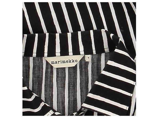 Abito camicia a righe Marimekko bianco e nero - vista 6