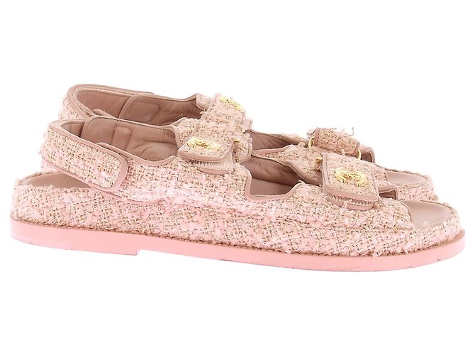 Chanel Sandali in tweed rosa - vista 2