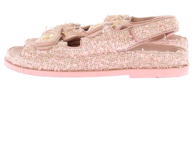 Chanel Sandali in tweed rosa - vista 3