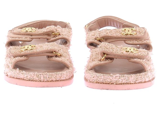 Chanel Sandali in tweed rosa - vista 4