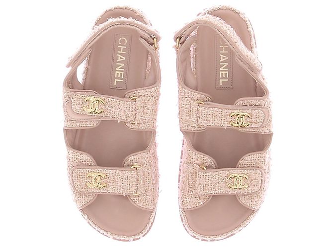Chanel Sandali in tweed rosa - vista 6
