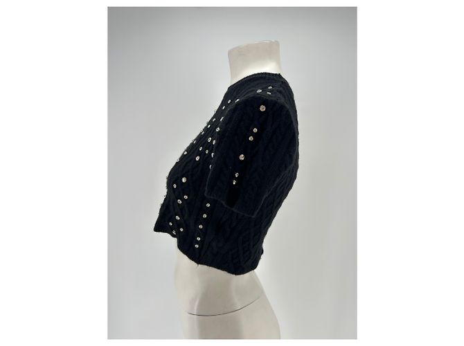 Autre Marque Top de malla y strass Negro - vista 4