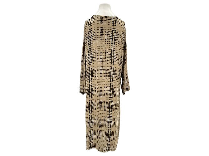 Autre Marque Abito sarong Natacha beige e nero a maniche lunghe - vista 2