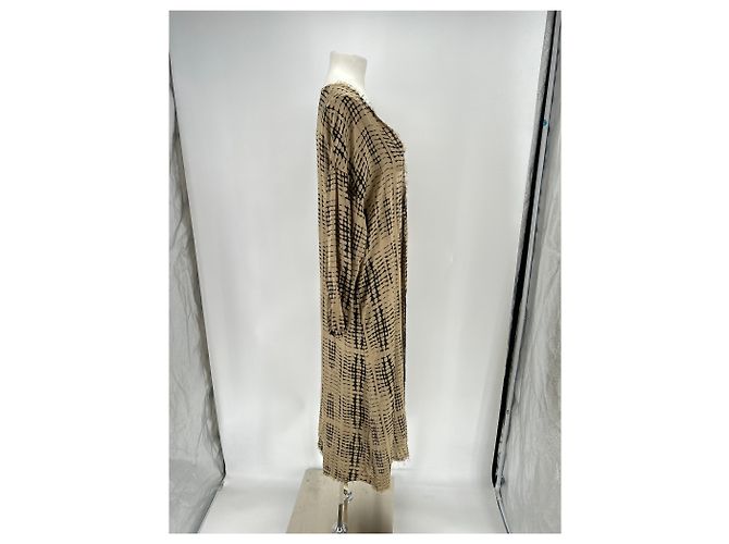 Autre Marque Abito sarong Natacha beige e nero a maniche lunghe - vista 3