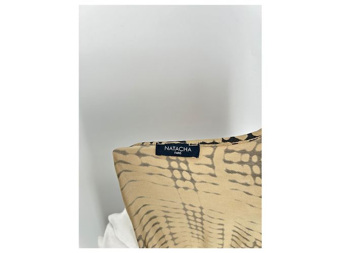 Autre Marque Abito sarong Natacha beige e nero a maniche lunghe - vista 5