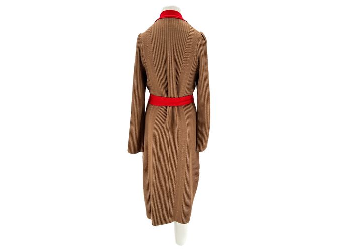 Autre Marque LA DOUBLE J Wollcardigan lang Camel und Rot Kamel - Ansicht 2